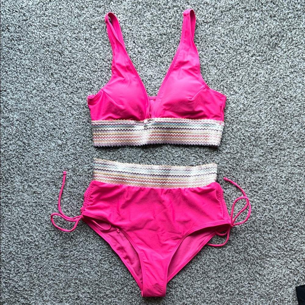 High Waisted Pink Bikini Set
